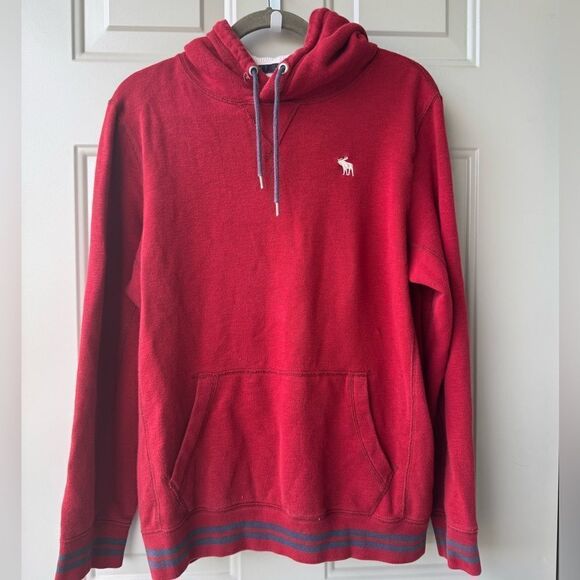 Abercrombie & Fitch Hoodie Sz S Red Moose Logo Pullover Sweatshirt Y2K Vtg 90s - Picture 1 of 5